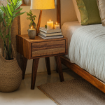 Handcrafted Rustic Wood Nightstand With 4 Sturdy Legs