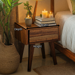 Handcrafted Rustic Wood Nightstand With 4 Sturdy Legs