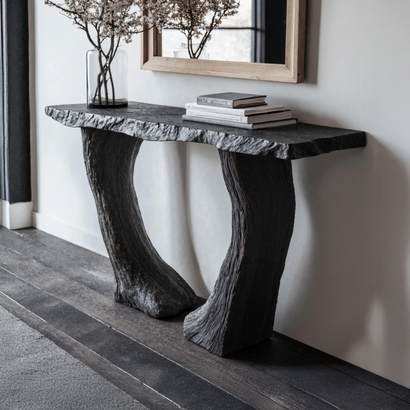 Industrial Black Wood Console Tables For Vintage Hallway Accent