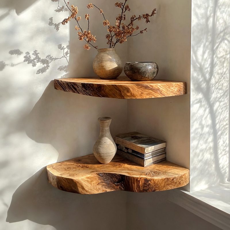 Live Edge Corner Shelves Floating Wooden Shelves
