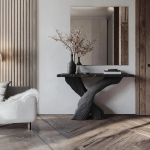 Mid-Century Modern Black Wood Console Tables For Hallway