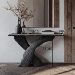Mid-Century Modern Black Wood Console Tables For Hallway