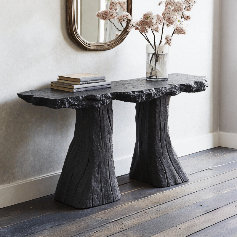 Minimalist Black Natural Wood Console Tables For Compact Spaces