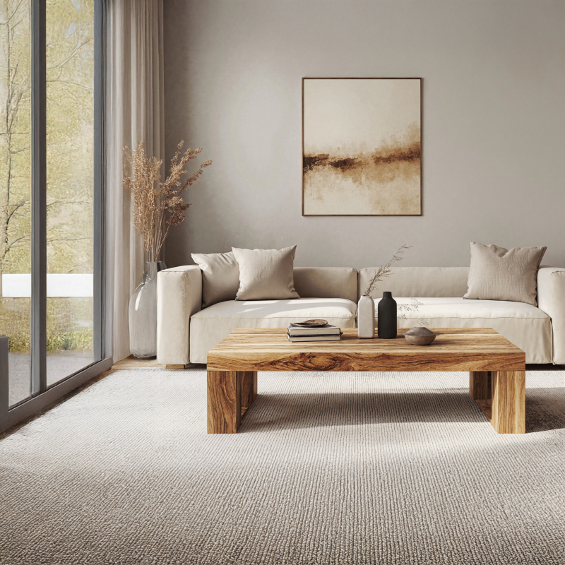 Minimalist Wood Coffee Table Family Room Clean Modern Look