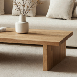 Modern Floating Wood Coffee Table Sitting Room Sleek Contemporary