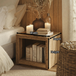 Natural Wooden Standing Nightstand With Open Storage