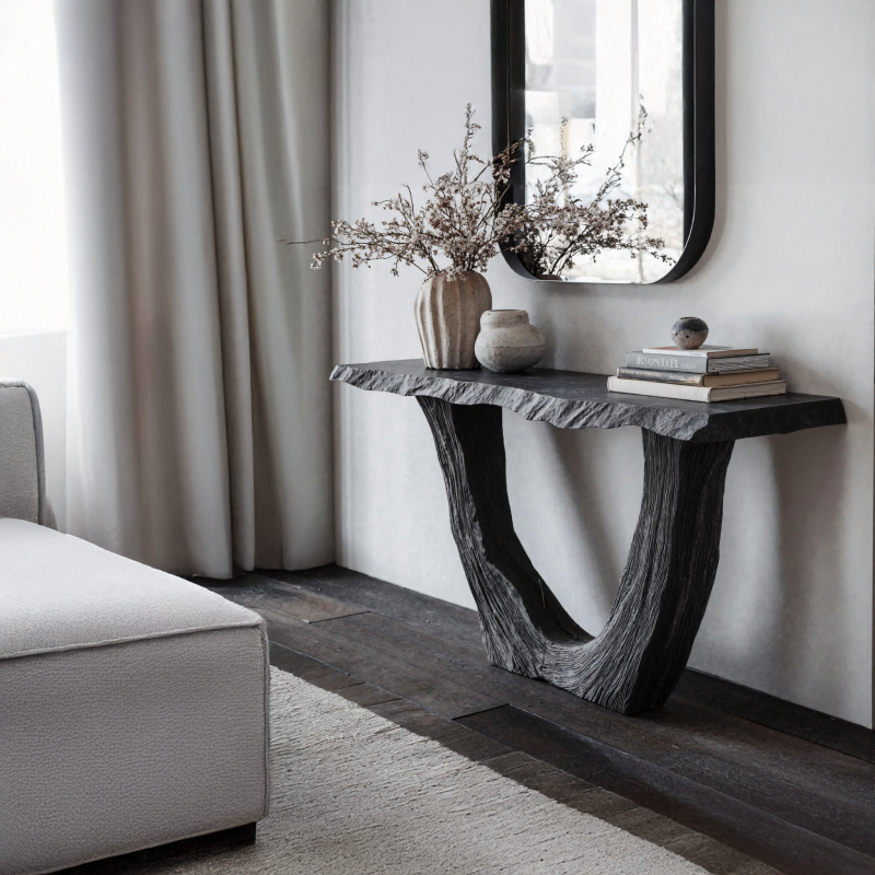 Rustic Black Natural Wood Console Tables For Farmhouse Charm