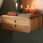 Rustic Handcrafted Floating Nightstand With Storage Drawer