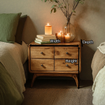 Rustic Standing Bedside Table With 4 Drawers