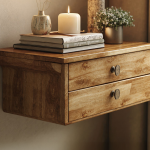 Solid Wood Rustic Nightstand With 2 Drawers