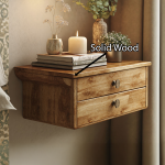 Solid Wood Rustic Nightstand With 2 Drawers