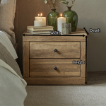 Standing Wooden Bedside Table With 2 Drawers