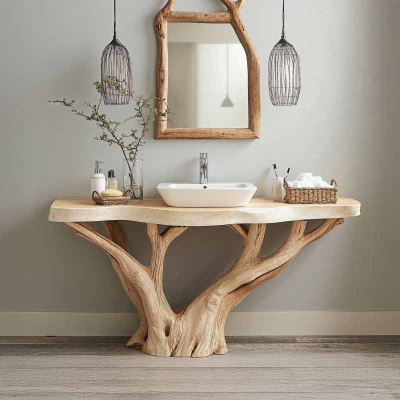 Transitional Natural Wood Bathroom Vanity For Timeless Home Interiors