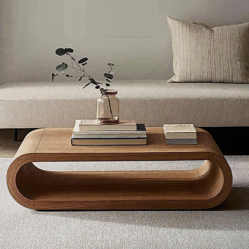 Vintage Natural Wood Coffee Table Family Room Antique Style