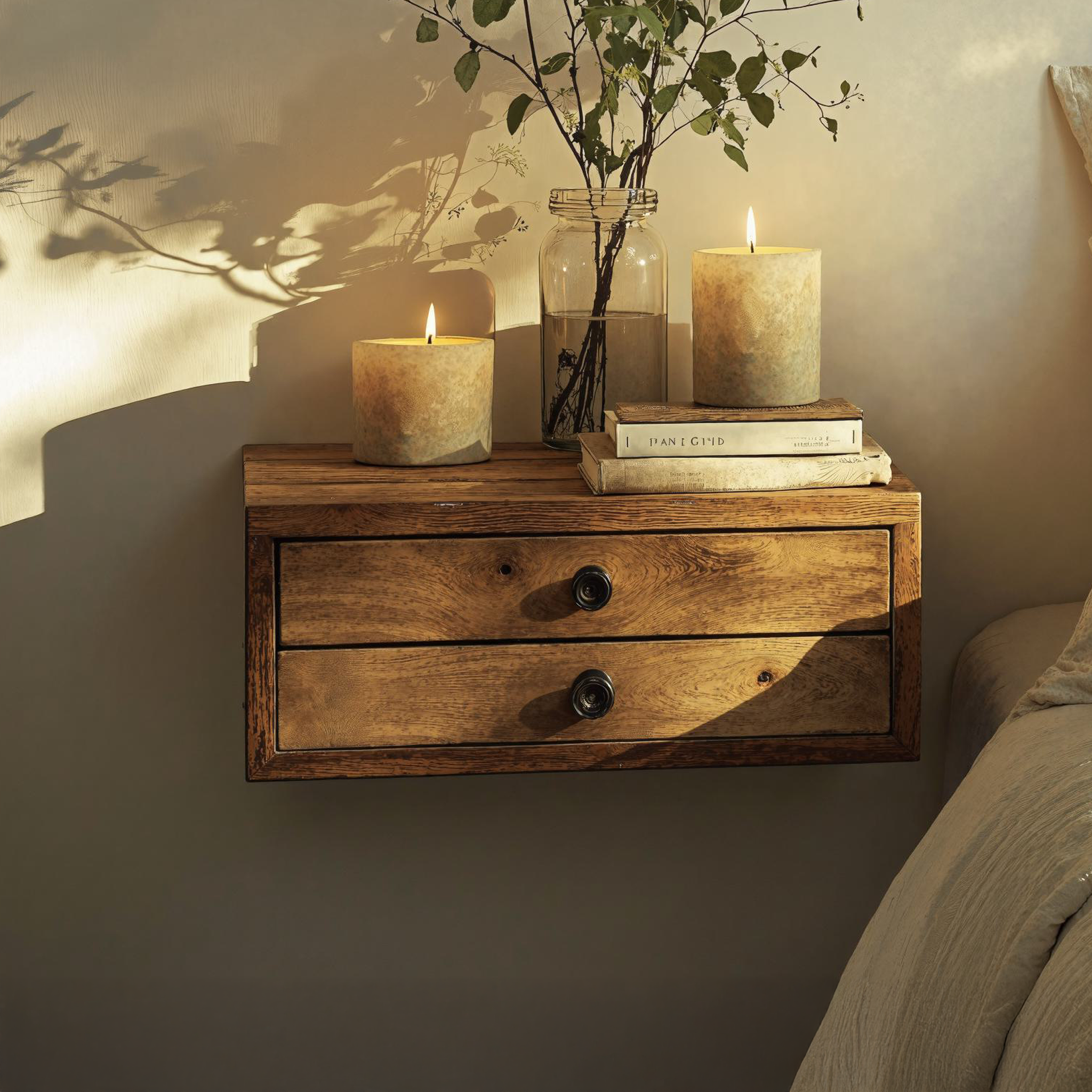 Wall-Mounted Floating Nightstand For Small Spaces Wall-Mounted Floating Nightstand For Small Spaces