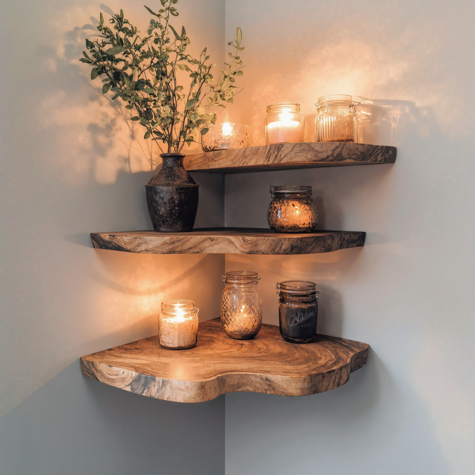 Walnut Wood Shelving Unit Corner Floating Shelf Walnut Wood Shelving Unit Corner Floating Shelf