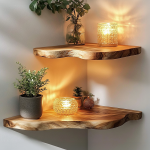 Walnut Wood Shelving Unit Corner Floating Shelf