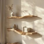 Wavy Wooden Floating Shelves Living Room For New Year Custom Shelves
