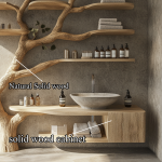 Wood Vanity With Mini Sink Floating Shelves Tree Branches